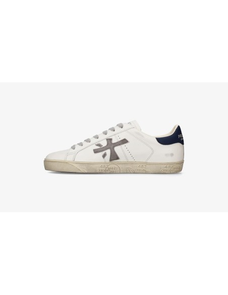 Premiata Steven Print Edition blanco talonera azul y logo gris steven 8479 vista  parte interna