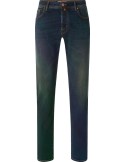 Vaqueros Bard en denim elástico azul oscuro con lavado vintage