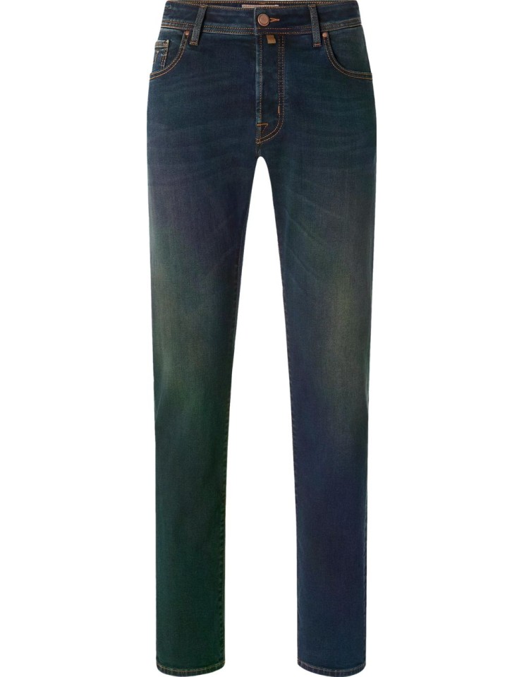 Almirante Seis jeans Bard de Jaco Cohën en denim elástico azul oscuro con lavado vintage