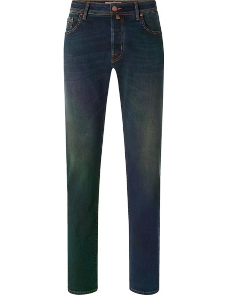 Almirante Seis jeans Bard de Jaco Cohën en denim elástico azul oscuro con lavado vintage