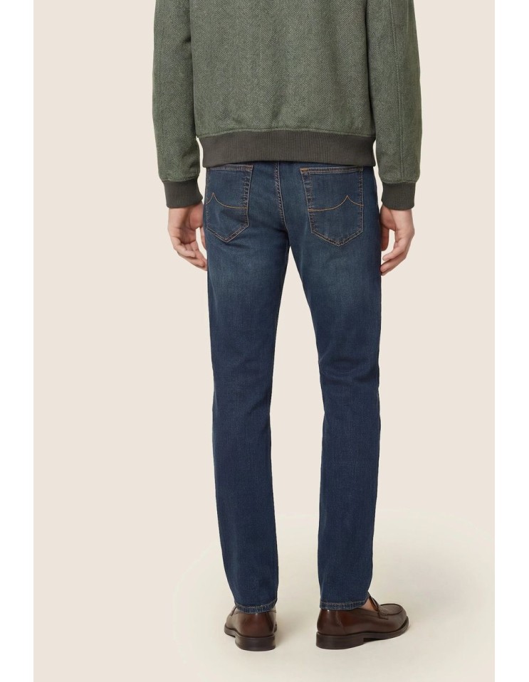 Jacob Cohën denim Bard oscuro etiqueta pata gallo beige | Ego Madrid
