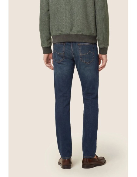Jacob Cohën denim Bard oscuro etiqueta pata gallo beige | Ego Madrid