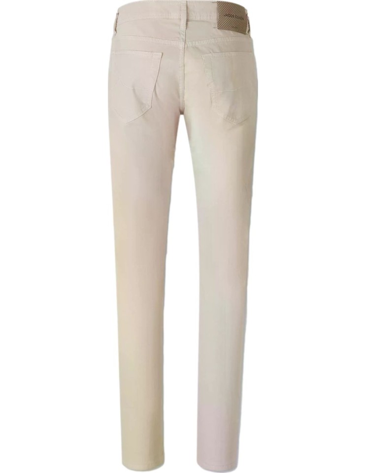 Almirante Seis Jacob Cohën Vaquero Bard gabardina elástica off white detalle etiqueta piel parte trasera