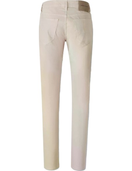 Almirante Seis Jacob Cohën Vaquero Bard gabardina elástica off white detalle etiqueta piel parte trasera