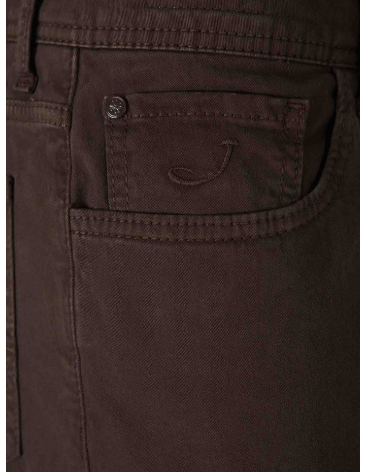 Almirante Seis Jacob Cohën Vaquero Bard gabardina elástica marrón detalle bordado bolsillo