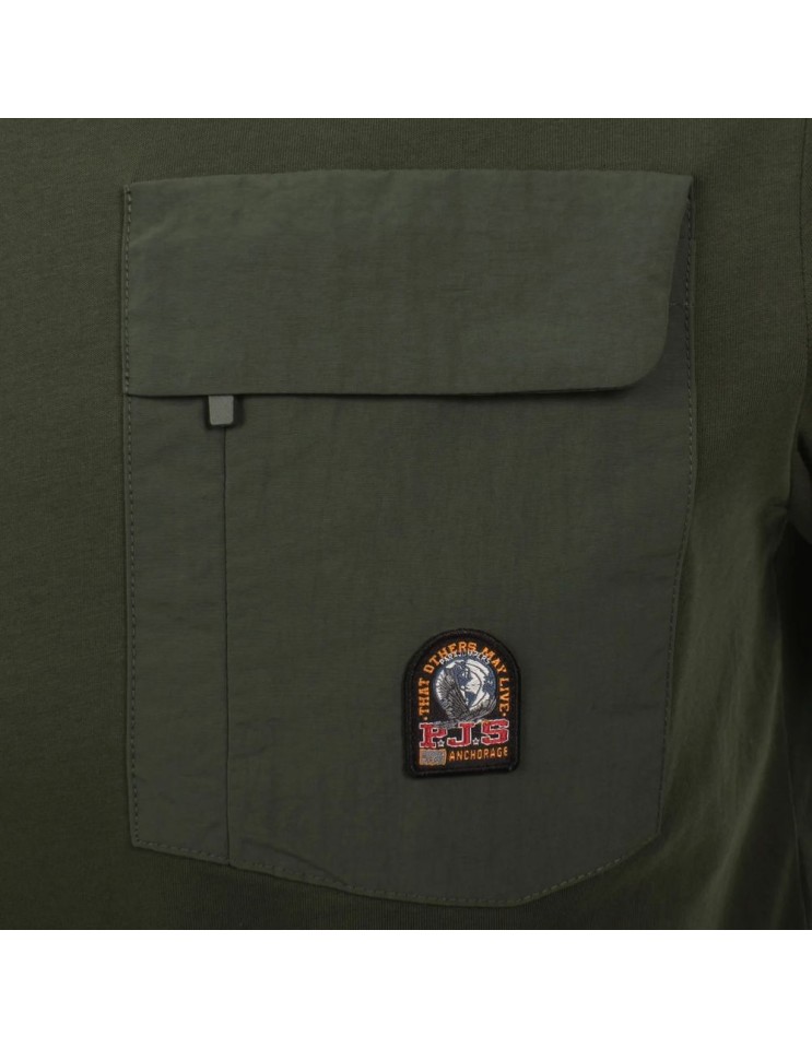 Parajumpers camiseta manga corta Mojave 2.0 color verde rosemary detalle bolsillo del pecho