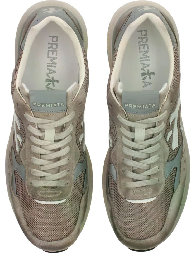 Zapatillas Premiata Mick 0.1 marrón contrastes gris vista cenital