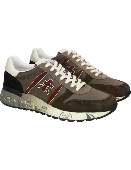 Sneakers Pemiata Lander 8657  marrón contrastes en piel burdeos vista lateral