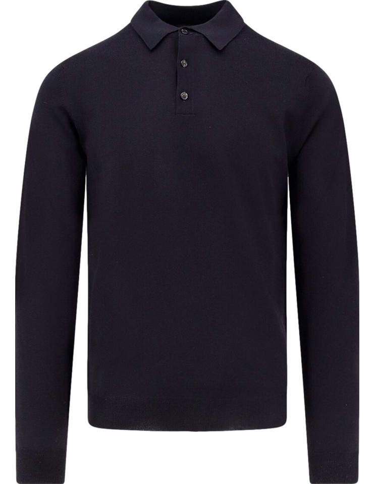 Zanone - Slowear polo Flexwool azul marino manga larga