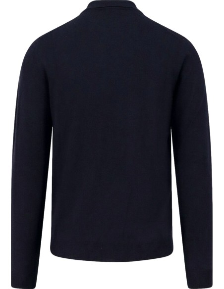 Zanone - Slowear polo Flexwool azul marino manga larga espalda