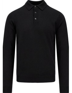Zanone - Slowear polo Flexwool negro manga larga vista frontal