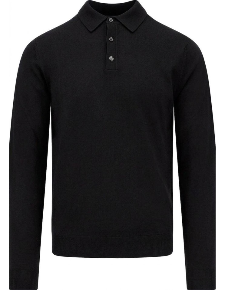 Zanone - Slowear polo Flexwool negro manga larga vista frontal