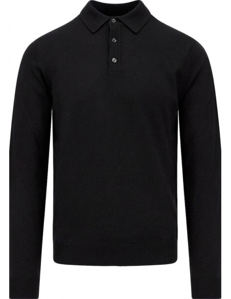 Zanone - Slowear polo Flexwool negro manga larga vista frontal