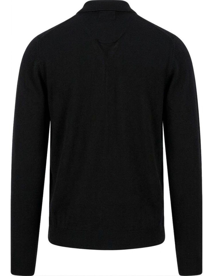 Zanone - Slowear polo Flexwool negro manga larga espalda