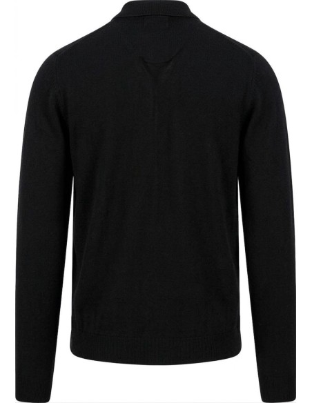 Zanone - Slowear polo Flexwool negro manga larga espalda
