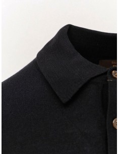 Zanone - Slowear polo Flexwool negro manga larga vista frontal 2