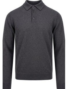 Zanone - Slowear polo Flexwool gris oscuro manga larga vista frontal