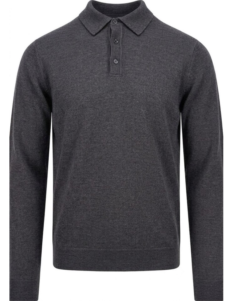 Zanone - Slowear polo Flexwool gris oscuro manga larga vista frontal
