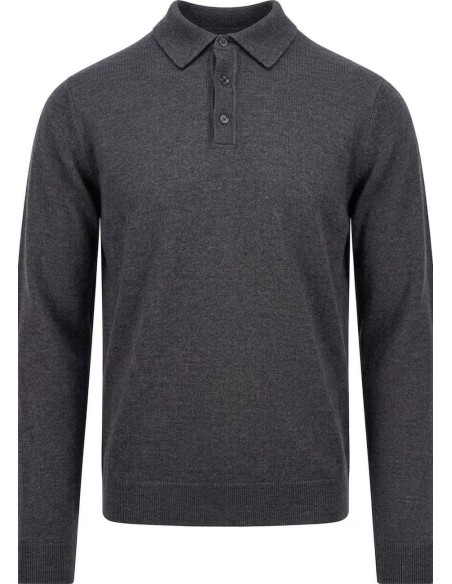 Zanone - Slowear polo Flexwool gris oscuro manga larga vista frontal