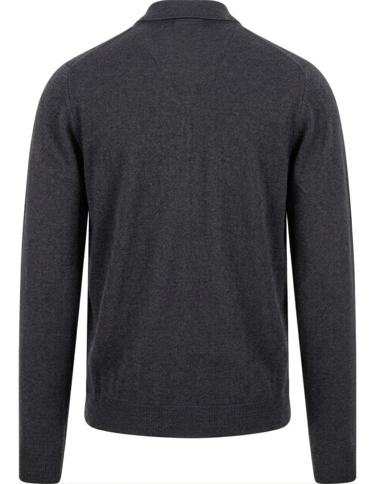 Zanone - Slowear polo Flexwool gris oscuro manga larga vista espalda