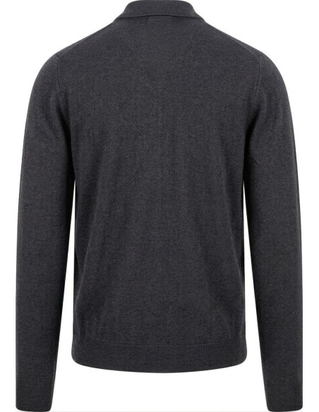 Zanone - Slowear polo Flexwool gris oscuro manga larga vista espalda