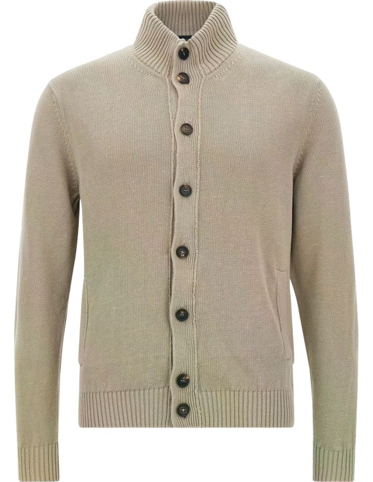 Zanone - Slowear cardigan Chioto en lana color arena