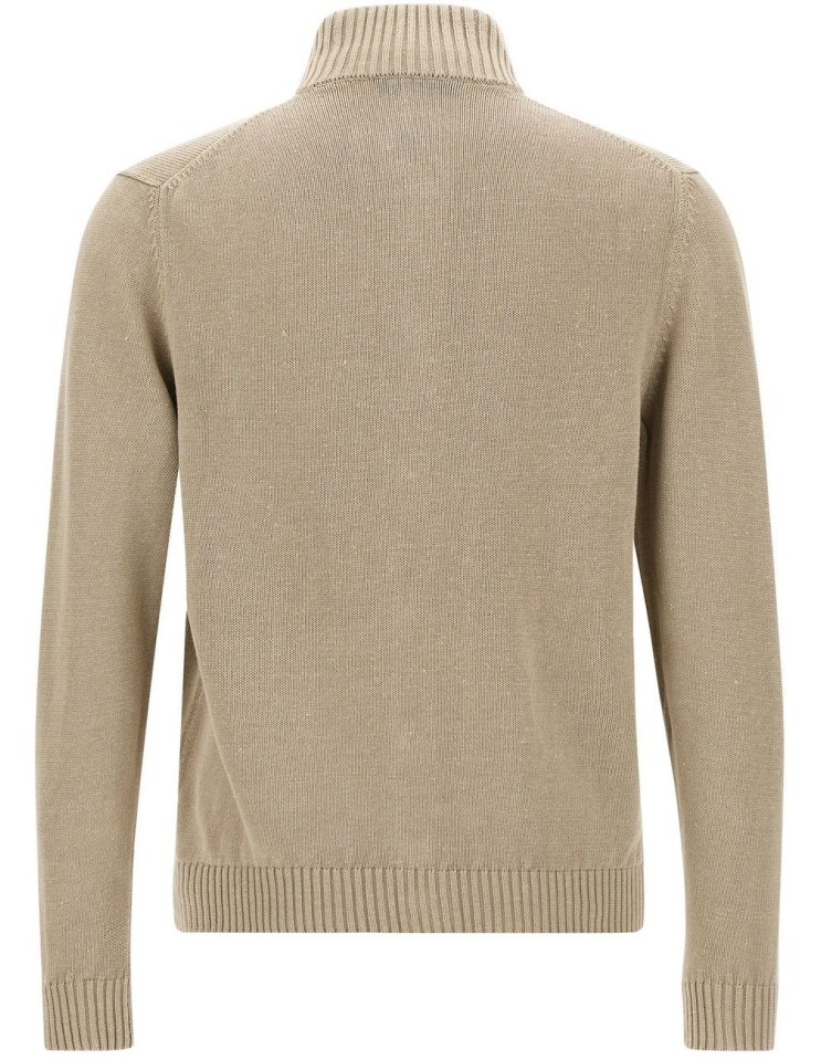 Zanone - Slowear cardigan Chioto en lana color arena espalda