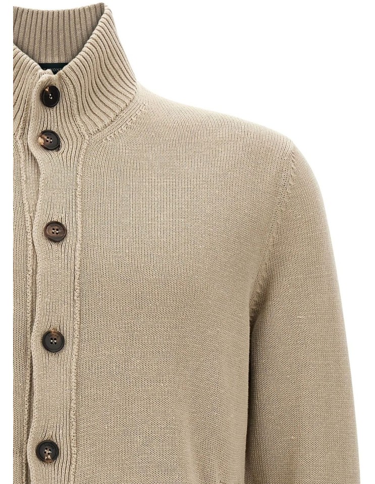 Zanone - Slowear cardigan Chioto en lana color arena
