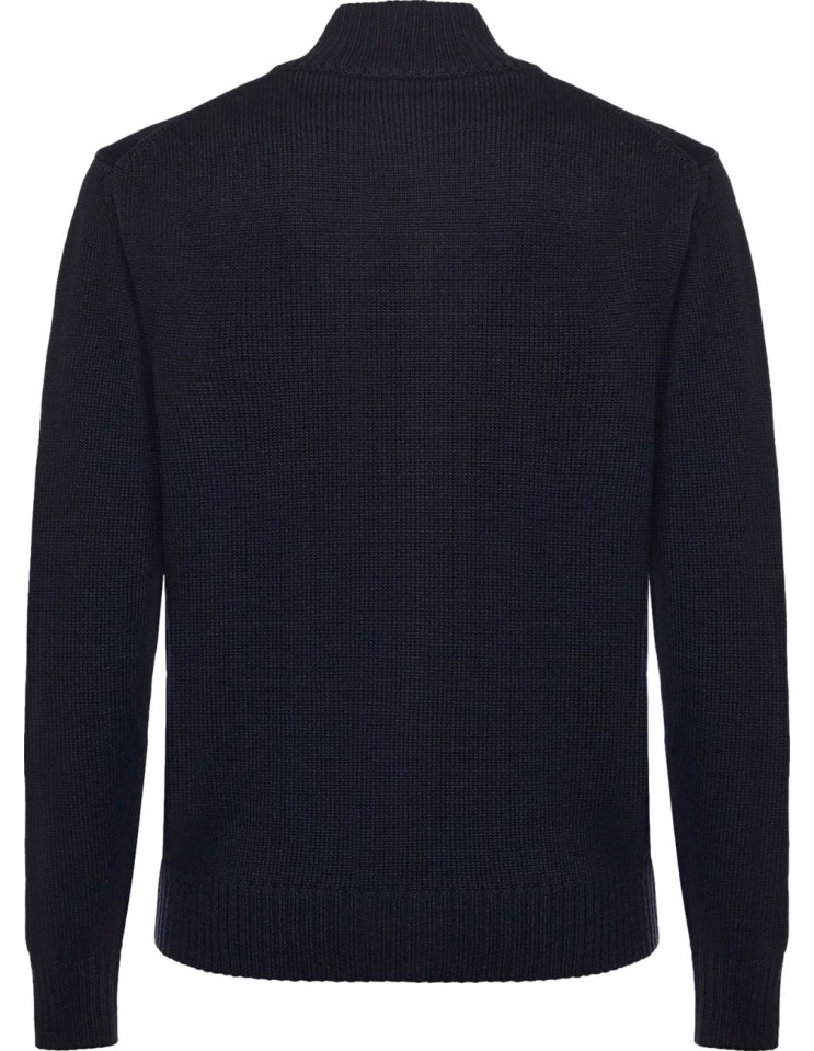 Zanone - Slowear cardigan Chioto en lana azul marino vista espalda