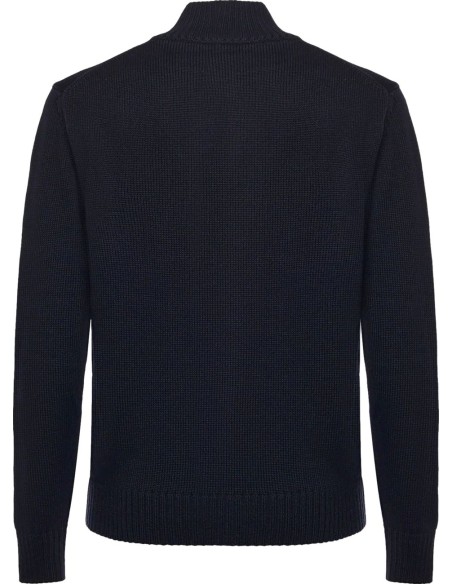 Zanone - Slowear cardigan Chioto en lana azul marino vista espalda