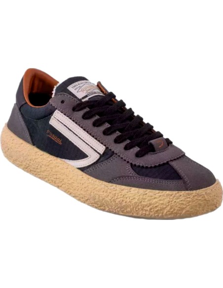 PURAAI Daiquiri zapatilla vegana Vintage negro y gris oscuro vista diagonal