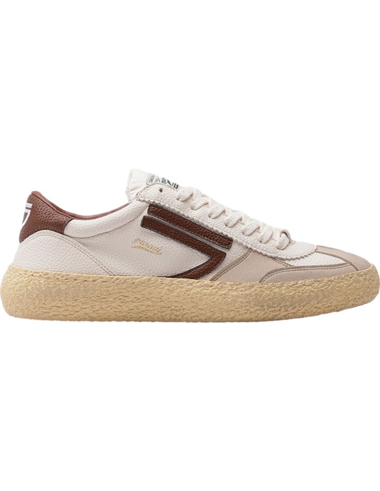 PURAAI zapatilla vegana Vintage Cognac blanca vista lateral