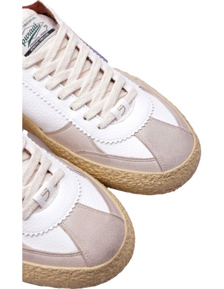 PURAAI zapatilla vegana Vintage Vischio blanca y logo verde detalle puntera