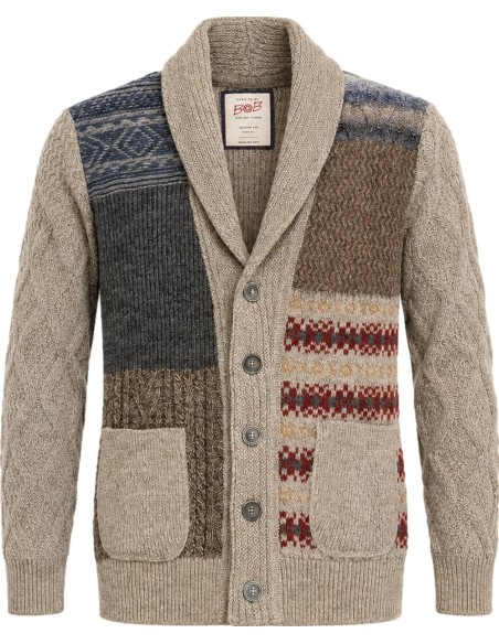 Cárdigan de lana multicolor BOB Original para hombre con cuello smoking