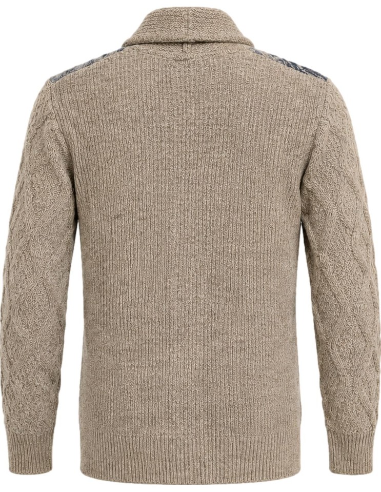 Cárdigan de lana multicolor BOB Original para hombre con cuello smoking espalda