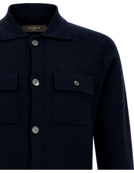 Chaqueta Sahariana Zanone Lana Merino Azul Marino | Slowear
