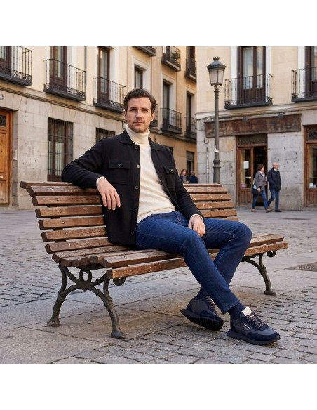 Chaqueta Sahariana Zanone Lana Merino Azul Marino | Slowear