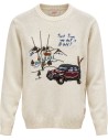 Bob jersey cuello redondo blanco de lana bordados frontales