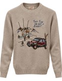 Bob jersey cuello redondo beige de lana bordados en pecho