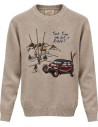 Bob jersey cuello redondo BEIGE de lana bordados en pecho vista frontal