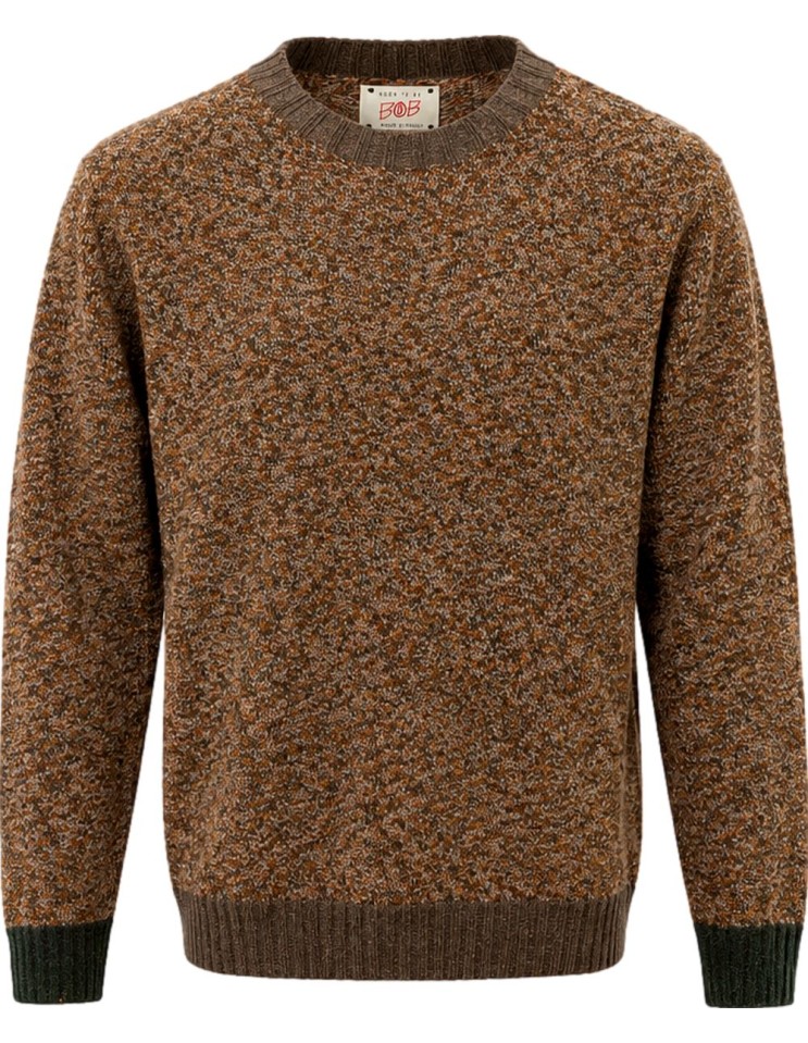 Bob Jersey cuello redondo jaspeado marrón y naranja