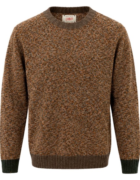 Bob Jersey cuello redondo jaspeado marrón y naranja