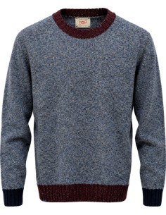 Jersey Bob Cuello Redondo Jaspeado azul – Lana Shetland Zegna Baruffa vista frontal