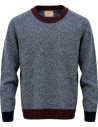 Jersey Bob Cuello Redondo Jaspeado azul – Lana Shetland Zegna Baruffa vista frontal