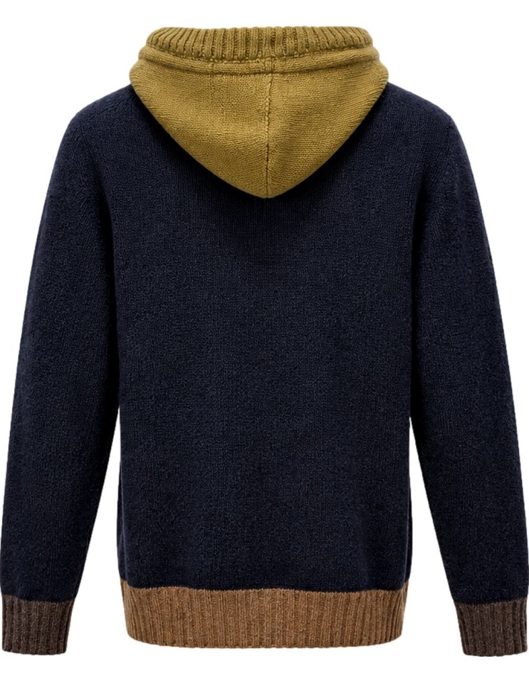 Cardigan Bob azul con capucha y contrastes | Ego Madrid