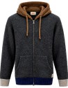 Cardigan Bob gris con capucha y contrastes  – Lana Shetland Zegna Baruffa vista frontal