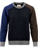 Jersey de cuello redondo Bob en lana Zegna Baruffa – tricolor marino, marrón y gris