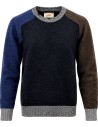 Jersey de cuello redondo Bob en lana Zegna Baruffa – tricolor marino, marrón y gris