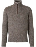 Jersey Fedeli Baby Alpaca media cremallera jaspeado marrón