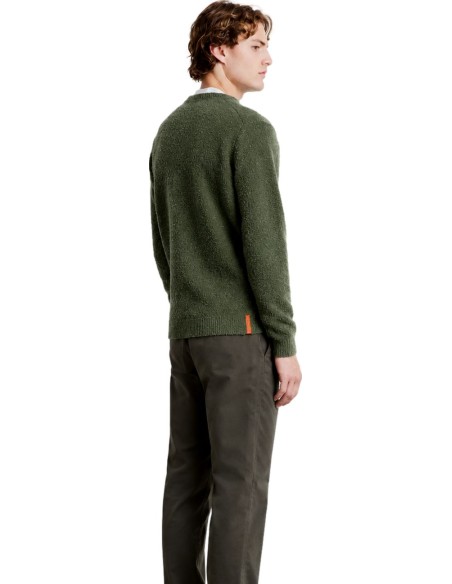 Jersey RRD Bouclé Round Knit verde de cuello redondo vista lateral